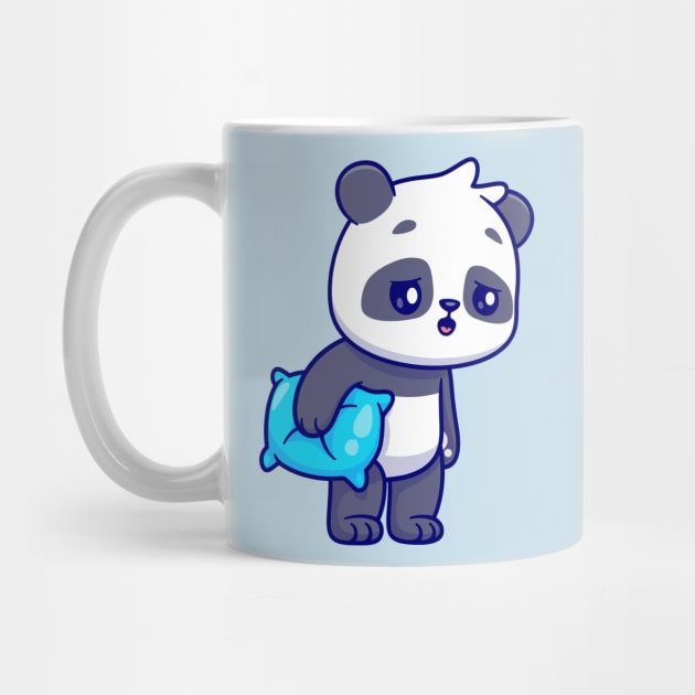 Cute Panda Sleepy Holding Pillow Cartoon by Catalyst Labs